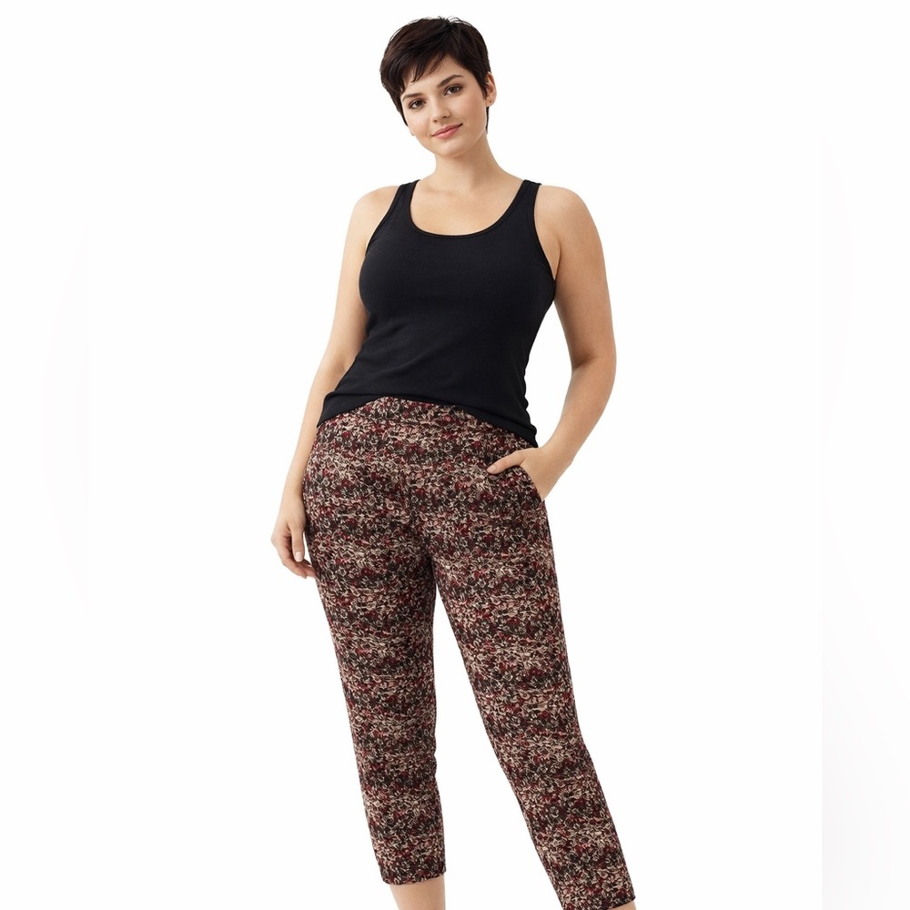 Erica Taylor Floral Patterned Ankle Pants Large